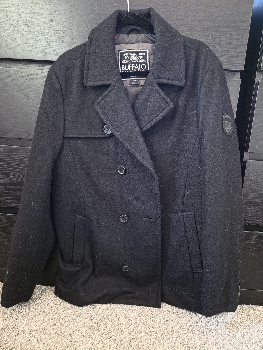 Buffalo David Bitton Black Wool Blend Peacoat